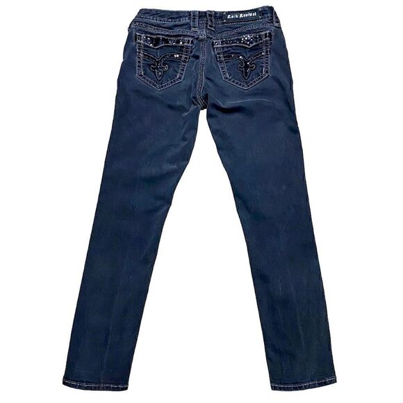Rock Revival Vivian Easy Skinny Jeans 26x28 Black Stretch Low Rise - Picture 3 of 9